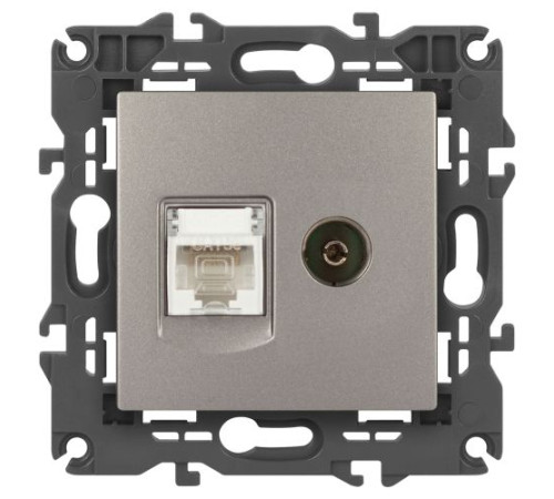 Розетка ЭРА Elegance 14-3110-16 RJ45+TV титан Эра Б0065768