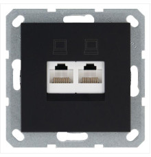 Розетка компьютерная 2-м RJ45 IP20 кат. 5E механизм черн. матов. soft touch Jasmart G6106PB