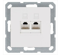 Розетка компьютерная 2-м RJ45 IP20 кат. 5E механизм бел. глянцевый Jasmart G6106W