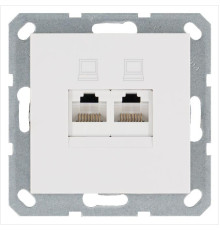 Розетка компьютерная 2-м RJ45 IP20 кат. 5E механизм бел. глянцевый Jasmart G6106W