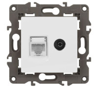 Розетка компьютерная + телевизионная 2-м Elegance 14-3110-01 RJ45 + TV IP20 механизм бел. Эра Б0034314
