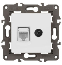 Розетка компьютерная + телевизионная 2-м Elegance 14-3110-01 RJ45 + TV IP20 механизм бел. Эра Б0034314