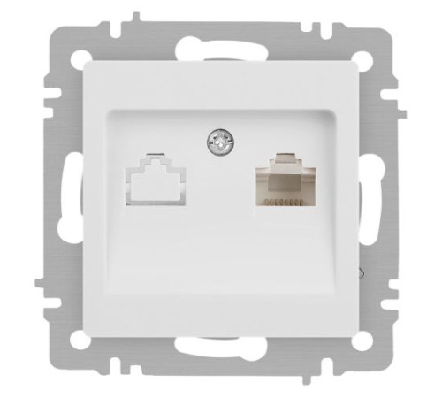 Розетка Accent 6-303-01М информационная RJ45 IP20 СУ бел. матов. Intro Б0063625