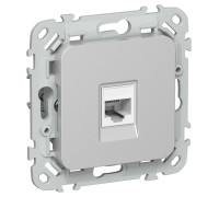 Розетка компьютерная СП FLITE РК5е-1-0-ФлА RJ45 кат.5E UTP механизм алюм. IEK FI-K12-1-K47