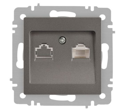 Розетка Accent 6-303-09 информационная RJ45 IP20 СУ титан Intro Б0063642