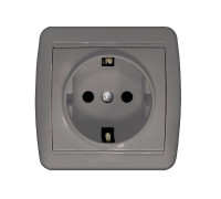 Розетка 1-м ОП Клио 16А IP44 с заземл. сер. UNIVersal К2228-Gr
