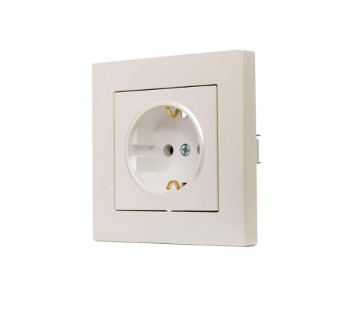 Розетка 1-м СП Vesna с заземл. ПБТ механизм жемчуж./бел. перламутр LEZARD 742-3088-122B
