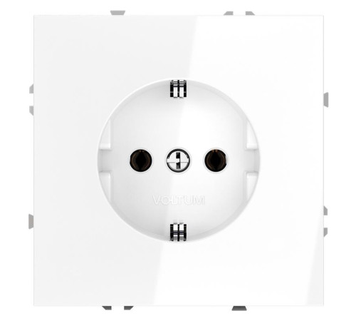 Розетка 1-м СП S70 16А с заземл. механизм бел. глянцевый Voltum VLS040101