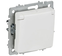 Розетка BRITE РСбш10-3-БрАБ 16А IP20 с заземл. защ. шторки с крышкой механизм арктич. бел. IEK BR-R16-16-K91