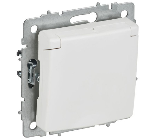 Розетка BRITE РСбш10-3-БрАБ 16А IP20 с заземл. защ. шторки с крышкой механизм арктич. бел. IEK BR-R16-16-K91