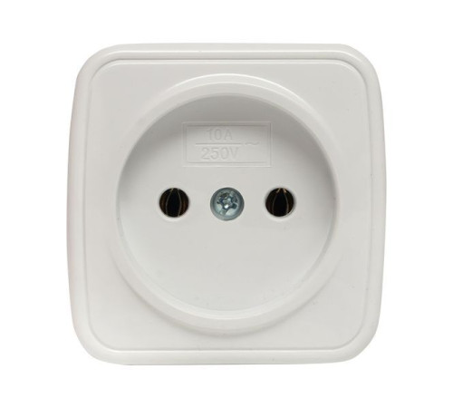 Розетка 1-м ОП Минск 10А IP20 без заземл. бел. Basic EKF EGR10-022-10