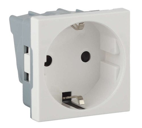 Розетка 1-м 16А IP20 45х45 с заземл. защ. шторки бел. Ruvinil АДЛ 13-900