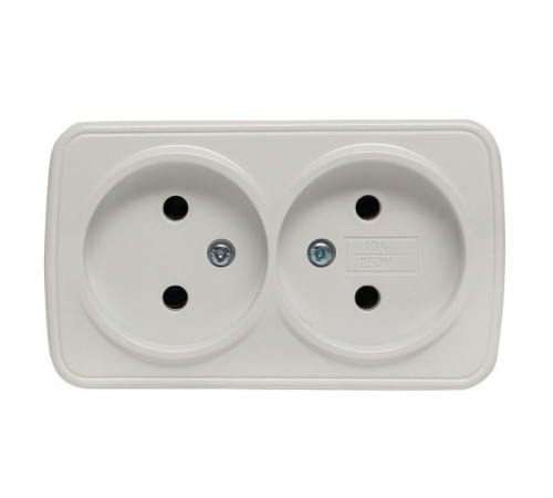 Розетка 2-м ОП Минск 10А IP20 без заземл. бел. Basic EKF EGR10-102-10