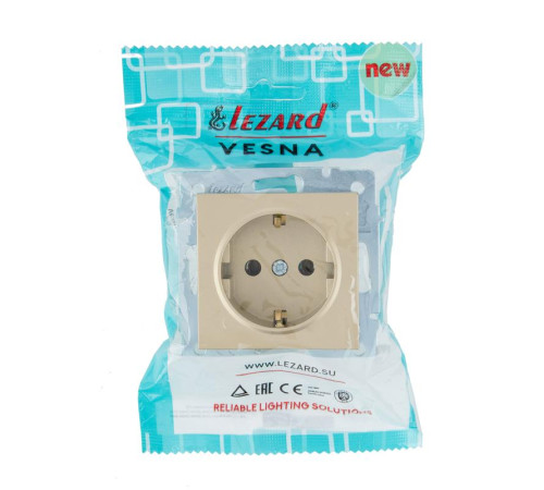 Розетка VESNA с заземл. ПБТ зол. LEZARD 742-3688-122B