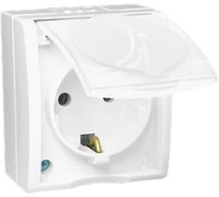 Розетка 1-м ОП Simon15 16А IP54 250В с заземл. с крышкой винт. клеммы бел. Simon 1594445-030