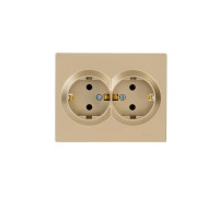 Розетка VESNA двойная с заземл. ПБТ зол. LEZARD 742-3600-127B