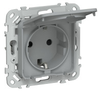 Розетка СП FLITE РСшкр11-1-44-ФлС 16А IP44 с заземл. с защ. шторками и крышкой безвинтовое крепление механизм сер. IEK FI-R16-16-1-44-K03