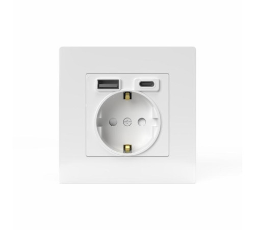 Розетка 1-м СП Pixel с заземл. с 2-мя заряд. устр. USB тип A+C IP20 механизм бел. TOKOV ELECTRIC TKE-PX-R1U2AC-C01