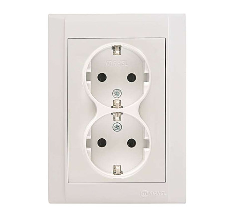 Розетка 2-м СП Defne 16А IP20 с заземл. бел. Makel 42001057