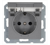 Розетка 1-м Shuko 16А IP20 с заземл. защ. шторки с крышкой механизм алюм. Jasmart G5505S