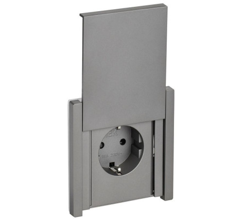 Розетка СП FORTE&PIANO16А IP44 FP519 с заземл. защ. шторки с крышкой безвинт. крепл. сталь IEK FP-R16-16-1-44-K46
