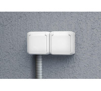 Розетка 2-м ОП Quteo 16А IP44 250В 2х2P+E с заземл. защ. шторки с крышкой бел. Leg 782323