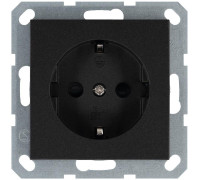 Розетка 1-м Shuko 16А IP20 с заземл. защ. шторки механизм антрацит Jasmart G5501B