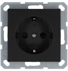 Розетка 1-м Shuko 16А IP20 с заземл. защ. шторки механизм антрацит Jasmart G5501B