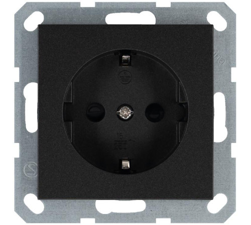 Розетка 1-м Shuko 16А IP20 с заземл. защ. шторки механизм антрацит Jasmart G5501B