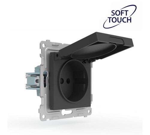 Розетка 1-м СП Pixel IP44 с заземл. с крышкой механизм карбон TOKOV ELECTRIC TKE-PX-R1ZSW1-C14-IP44