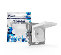 Розетка 1-м СП Pixel IP44 с заземл. с крышкой механизм бел. TOKOV ELECTRIC TKE-PX-R1ZSW1-C01-IP44