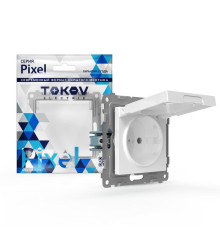 Розетка 1-м СП Pixel IP44 с заземл. с крышкой механизм бел. TOKOV ELECTRIC TKE-PX-R1ZSW1-C01-IP44
