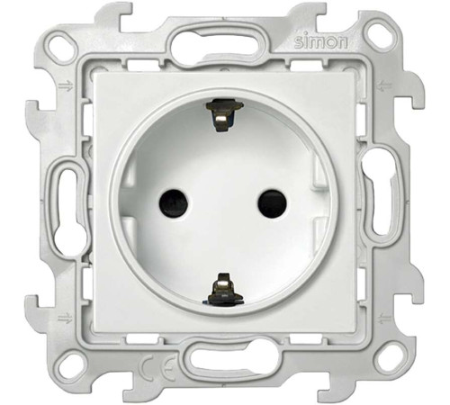 Розетка 1-м СП Simon 24 16А IP20 2P+E Schuko защ. шторки механизм бел. Simon 2450432-030