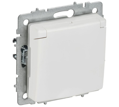 Розетка BRITE РСбш10-3-44-БрАБ 16А IP44 с заземл. защ. шторки с крышкой механизм арктич. бел. IEK BR-R16-16-44-K91