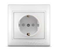 Розетка 1-м СП Севиль 16А IP32 с заземл. защ. шторки бел. UNIVersal С0049
