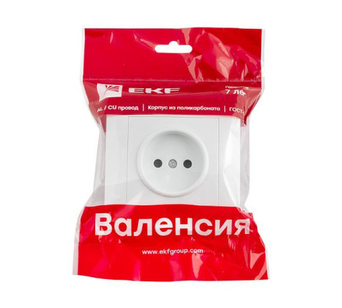 Розетка 1-м СП Валенсия 10А IP20 без заземл. защ. шторки бел. PROxima EKF EWR10-022-10