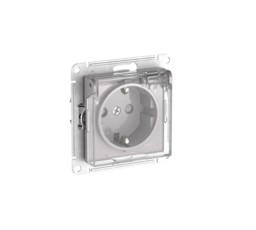 Розетка AtlasDesign Aqua 16А IP44 с заземл. защ. шторки с прозр. крышкой быстрозажим. клем. механизм алюм. SE ATN440346S