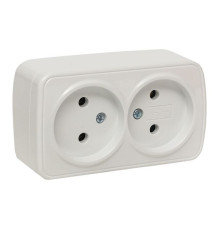 Розетка 2-м ОП Минск 10А IP20 без заземл. бел. Basic EKF EGR10-102-10