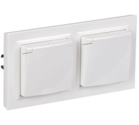 Розетка с крышкой Brite 16А IP44 РСбш10-3-44-БрБ бел. в сб 2шт IEK BR-R16-16-44-2-K01-F-PRO