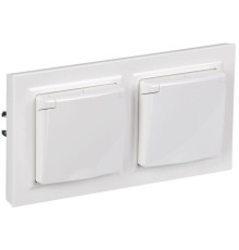Розетка с крышкой Brite 16А IP44 РСбш10-3-44-БрБ бел. в сб 2шт IEK BR-R16-16-44-2-K01-F-PRO