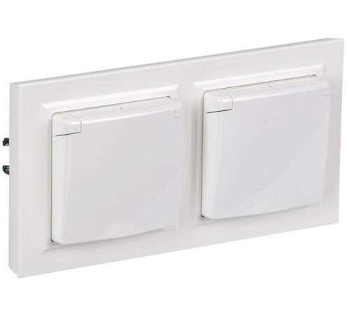 Розетка с крышкой Brite 16А IP44 РСбш10-3-44-БрБ бел. в сб 2шт IEK BR-R16-16-44-2-K01-F-PRO