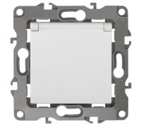 Розетка 1-м СП Эра12 12-2003-01 16А IP20 250В 2P+E Schuko защ. шторки защ. крышка без лапок механизм бел. Эра Б0038806