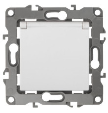 Розетка 1-м СП Эра12 12-2003-01 16А IP20 250В 2P+E Schuko защ. шторки защ. крышка без лапок механизм бел. Эра Б0038806