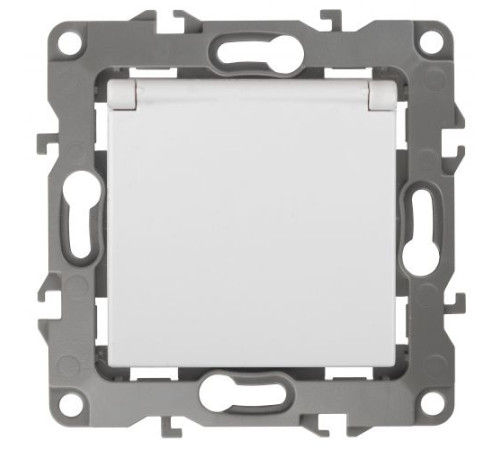 Розетка 1-м СП Эра12 12-2003-01 16А IP20 250В 2P+E Schuko защ. шторки защ. крышка без лапок механизм бел. Эра Б0038806
