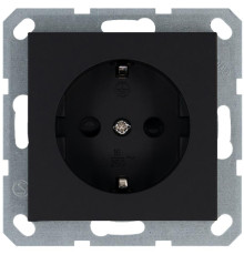 Розетка 1-м Shuko 16А IP20 с заземл. защ. шторки механизм черн. матов. soft touch Jasmart G5501PB