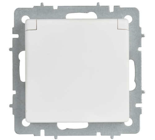 Розетка BRITE РСбш10-3-БрАБ 16А IP20 с заземл. защ. шторки с крышкой механизм арктич. бел. IEK BR-R16-16-K91