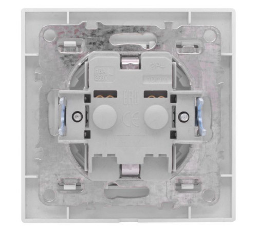 Розетка 1-м СП Минск 16А IP20 с заземл. защ. шторки с крышкой бел. Basic EKF ERR16-029-100