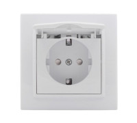 Розетка 1-м СП Минск 16А IP20 с заземл. защ. шторки с крышкой бел. Basic EKF ERR16-029-100