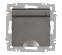 Розетка Accent 6-203-09 2P+E Schuko с крышкой 16А-250В IP20 СУ AL/CU титан Intro Б0063471