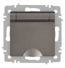 Розетка Accent 6-203-09 2P+E Schuko с крышкой 16А-250В IP20 СУ AL/CU титан Intro Б0063471
